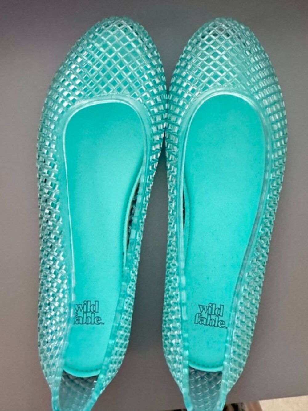 Wild Fable Turquoise Jelly Flats Womens Size 7 Removable Insert Pointed Toe